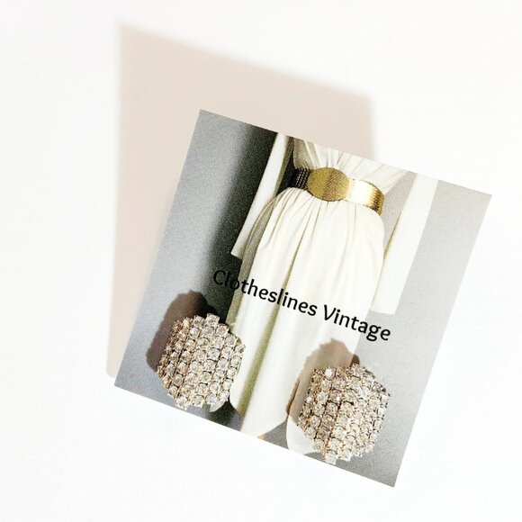 Vintage Hexagon Rhinestone Earrings - Picture 4 of 5